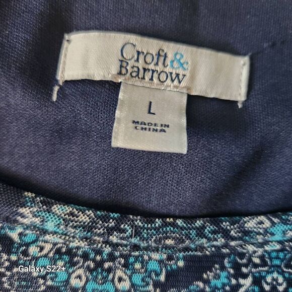 F91 Croft & Barrow blue sheer pattern lined blouse - Picture 11 of 11